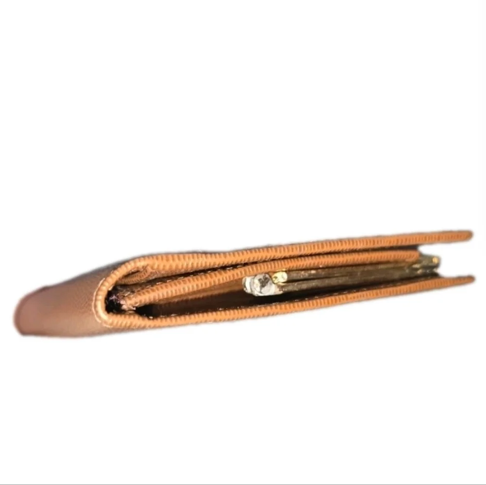 Unique Celine Tan Women's Long Wallet With Kisslock Coin Purse